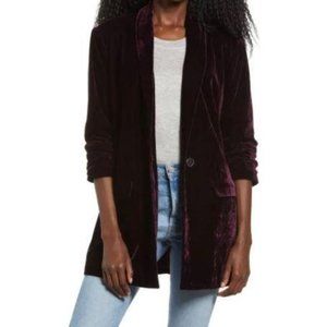 NEW Endless Rose Velvet Boyfriend Blazer Burgundy